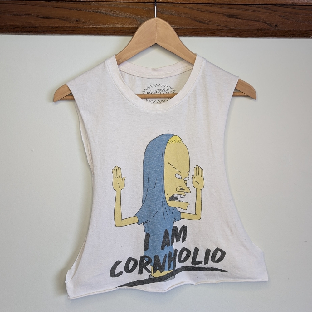 Beavis and Butt-Head Cornholio Womens Small Cut Off Sleeveless Shirt Tank Top